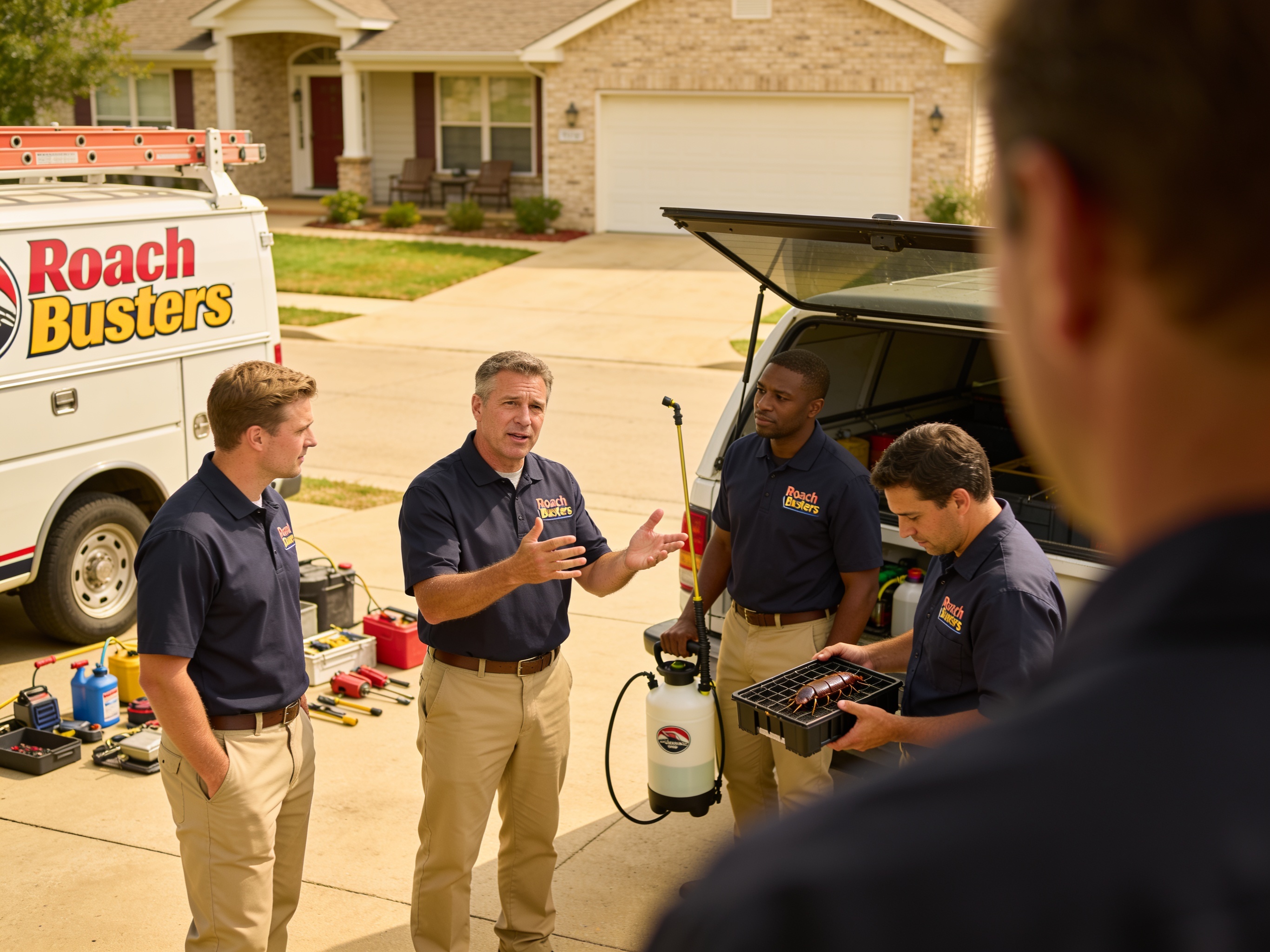 The Waxahachie Cockroach Control Co team at work in Waxahachie